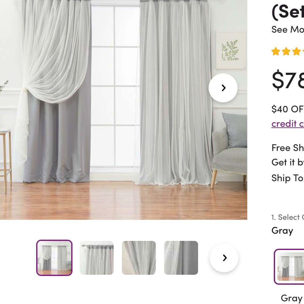 3 Sets of 2 Tule Curtain Panels